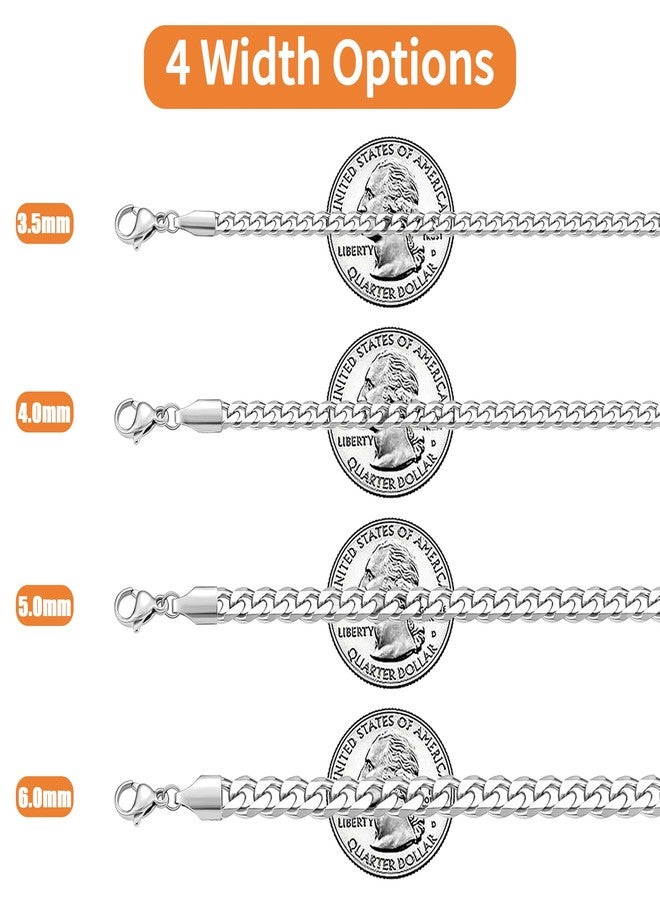 Fiusem Silver Tone Cuban Link Chain for Men, 5mm Mens Chain Necklaces, Stainless Steel Chain Necklaces for Men Women, 28 Inch - Image 5